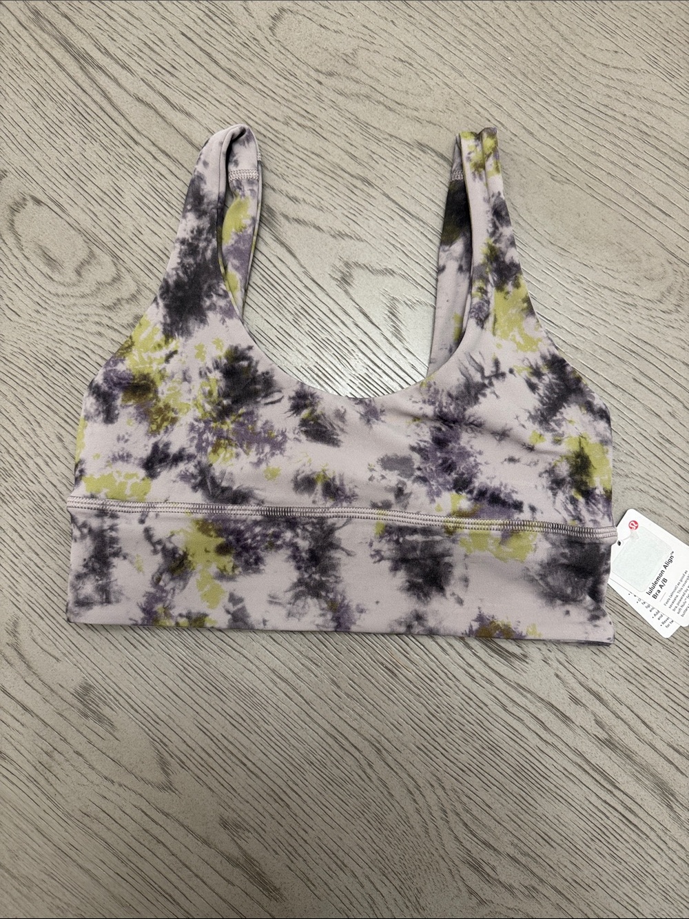 lululemon athletica Lavender Tie-Dye Scoop Sports Bra with Olive & Black Accents